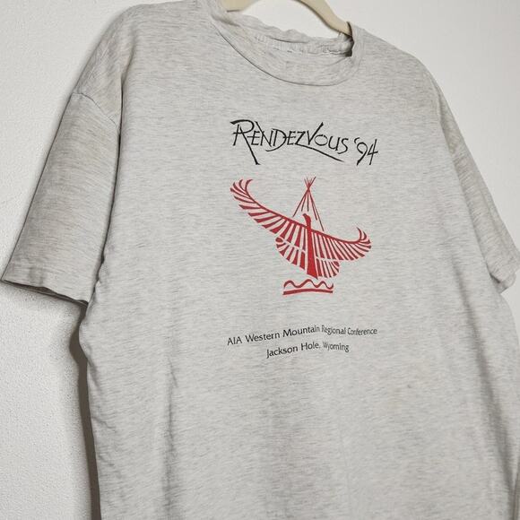 Vintage Rendezvous Wyoming AIA Western Eagle Grunge Distressed Worn - Picture 2 of 8